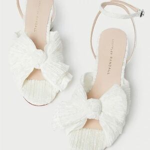 RARE Loeffler Randall Dahlia Lace Bow Heels Wedding Block Heel Sandals